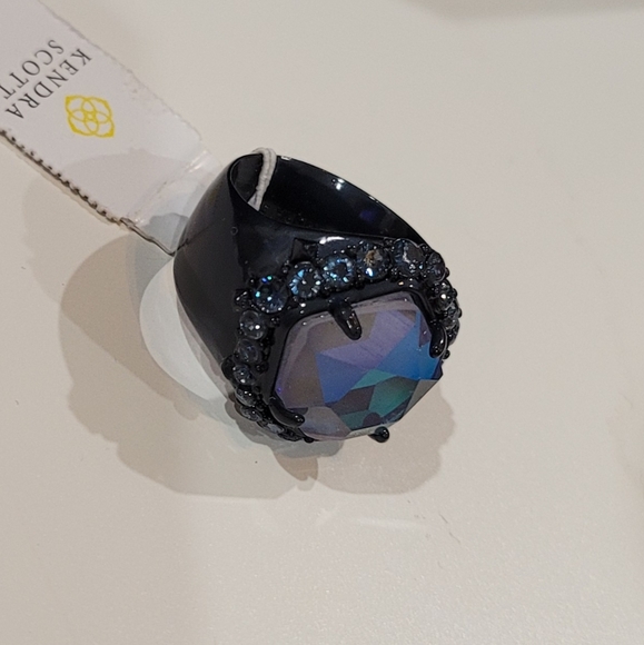 NWT Kendra Scott Statement Ring Indigo Dichroic Navy Gunmetal size 7 - Picture 6 of 7